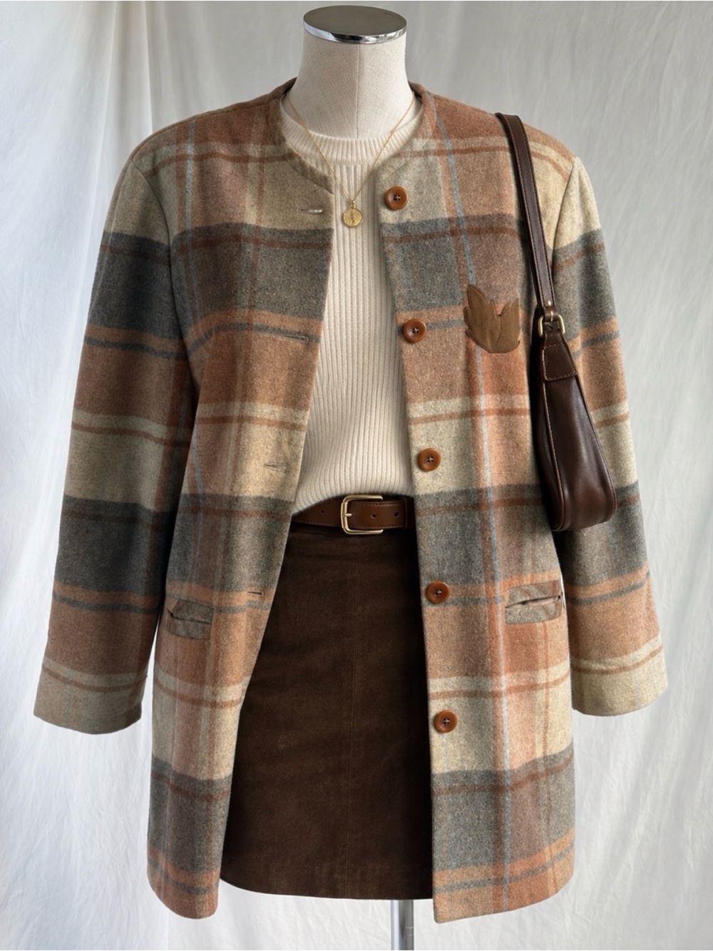 Vintage Klein Petit Paris Wool & Cashmere Plaid Fall Jacket | Size Large